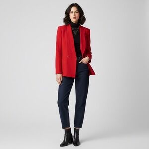 Vintage 100% Wool Red Double-Breasted Blazer